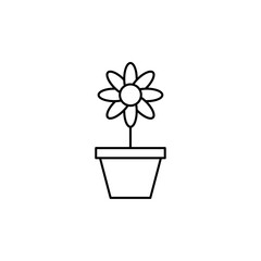 Flowerpot icon in liner stroke style