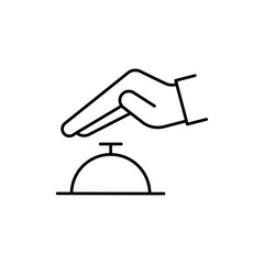Hand touching service bell icon in liner stroke style