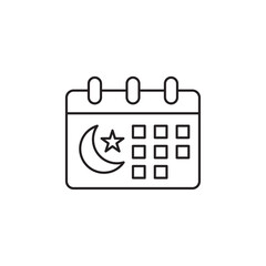 Islamic calendar icon in liner stroke style