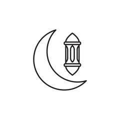 Islamic lantern icon in liner stroke style