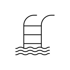 Ladder in swimming pool icon in liner stroke style