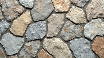 Obraz premium Close-Up of a Textured Irregular Stone Wall with Polygonal Shapes