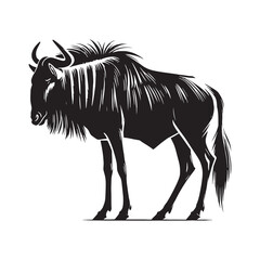 Majestic wildebeest silhouette for innovative media designs - Wildebeest black vector
