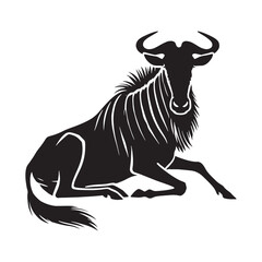 Detailed wildebeest silhouette for unique print designs - Wildebeest black vector
