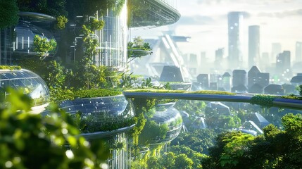 Eco-Futuristic Cityscape Vision of Sustainable Urban Living