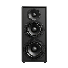 Fototapeta premium Dual cone black audio loudspeaker isolated on a clean transparent background for clear sound representation, black audio loudspeaker isolated on transparent background