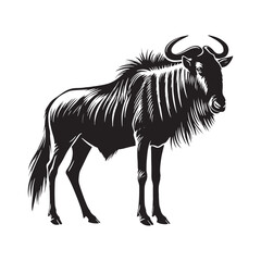 Wildebeest silhouette for unique artistic designs - Wildebeest black vector
