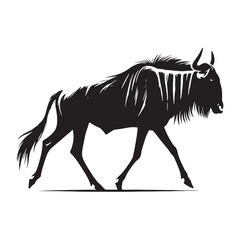 Minimalistic wildebeest silhouette for digital and print projects - Wildebeest illustration - minimallest wildebeest vector
