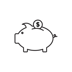 Piggy bank icon in liner stroke style