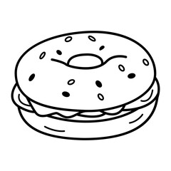 A hand drawn icon of bagel