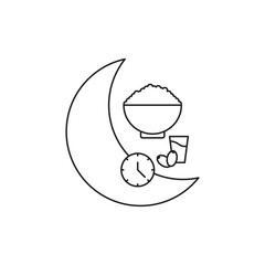 Ramadan iftar icon in liner stroke style