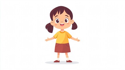 Adorable Little Girl Character Illustration for Designs | 2D Vector Artwork for Projects and Brands