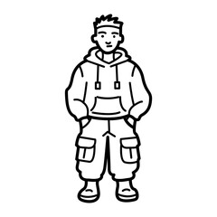 Young boy icon in doodle style