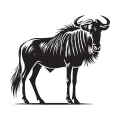 Bold wildebeest silhouette for diverse design purposes - Wildebeest black vector
