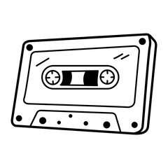 A hand drawn icon of a cassette