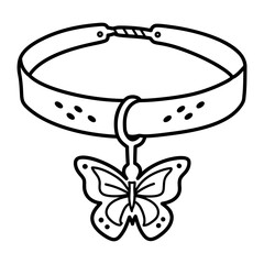 Butterfly choker icon in doodle style