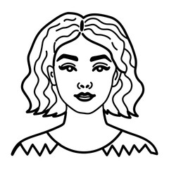 A woman with short hairs icon in doodle style