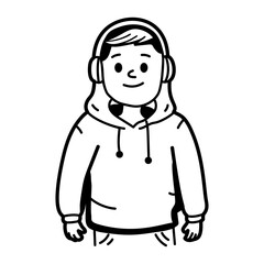 A doodle icon of a hoodie boy