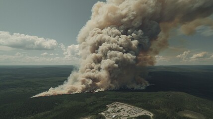 billowing from wildfire in forest Wildfires in North America 