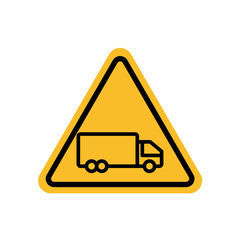Truck warning sign in yellow color