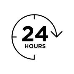 Twenty four hours icon in liner stroke style