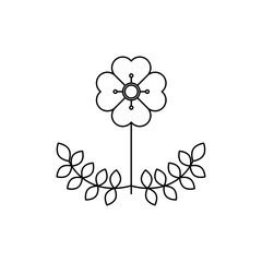 Wild rose icon in liner stroke style
