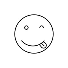 Yummy smile emoji icon in liner stroke style
