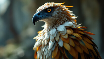 Majestic Eagle Portrait: Golden Hues and Serene Gaze