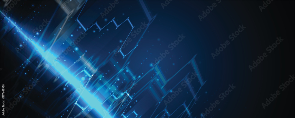 Aufkleber technology and innovation abstract concept on blue background