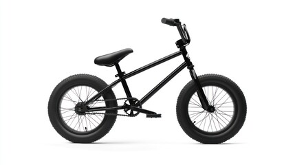 Fototapeta premium Black BMX bike, side view, isolated on white background.