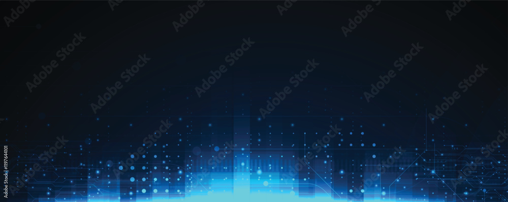 Poster technology and innovation abstract concept on blue background