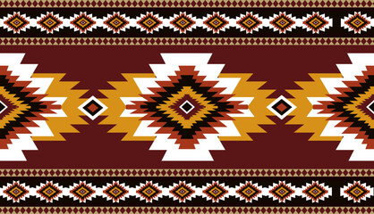 Navajo tribal ethnic Aztec seamless pattern. South Western motif Mexican. Vector Navajo textile. Boho rug Woven carpet decor style. Design for Batik, fabric, clothing. Geometric ornament Indian.