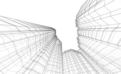 3d rendering sketch of modern building