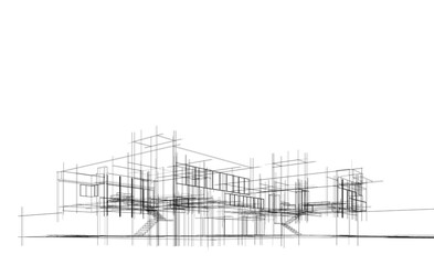 Fototapeta premium 3d rendering sketch of modern building