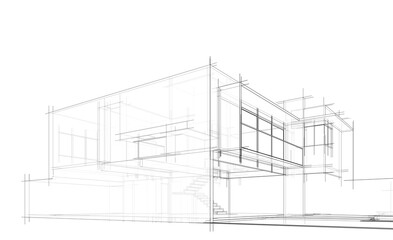 3d rendering sketch of modern building