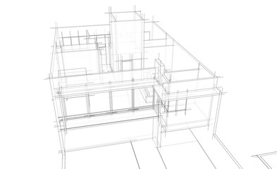Fototapeta premium 3d rendering sketch of modern building