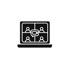 Online meeting icon Simple thin line flat symbol
