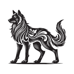 Minimalistic wolf silhouette for digital creative projects - Wolf illustration - minimallest wolf vector
