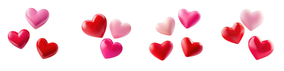 Valentine elements. Collection set colorful heart shapes, symbolizing love and affection.