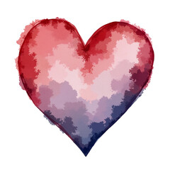 Watercolor heart on white.
