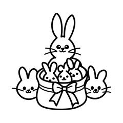 Sweet chocolate bunnies icon in doodle style
