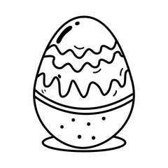 Easter decorative egg icon in doodle style