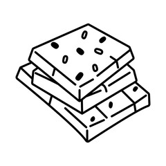 Sweet chocolate bars icon in doodle style