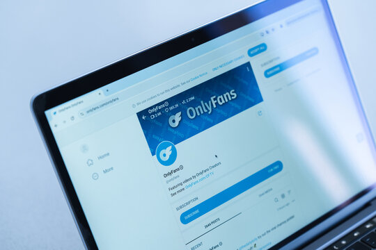 Riga, Latvia - June 26, 2024 - OnlyFans Website Displayed on Laptop Screen