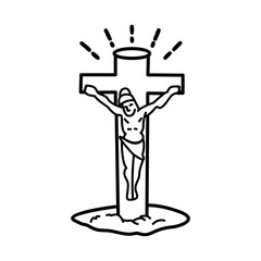 Crucifixion sign icon in sketchy style
