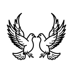A sketchy icon of dove pair