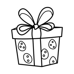 Gift box icon in doodle style