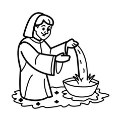 Baptism ritual icon in doodle style