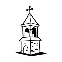A sketchy icon of a bell tower