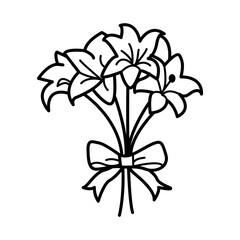 Lily bouquet icon in sketchy style